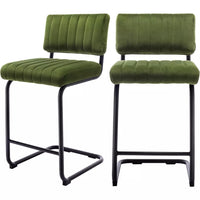 Modern Counter Height Velvet Back Bar Stools with Metal Legs, Set of 2 - DSARD