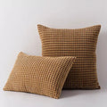 Decorative Corduroy Euro Pillow Cover Striped Cushion Case for Couch Sofa Bed Brown - DSARD