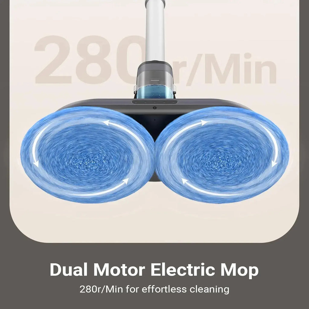 Electric Cordless Spin Dust Mop with Sprayer & LED Headlight - Rechargeable Floor Cleaner
