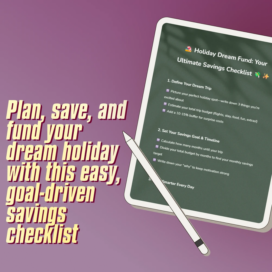 Holiday Dream Fund: Your Ultimate Savings Checklist | Best Way to Save Money for a Holiday | Travel Budget Planner Digital Download