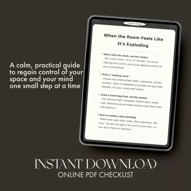 When the Room Feels Like It’s Exploding | Printable Checklist for Calm Spaces | Digital Download Guide for Overwhelmed Minds | what to do when rooms feel chaotic