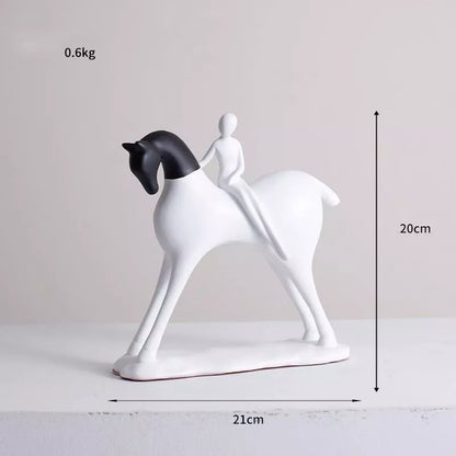 Modern Abstract Horseman Resin Sculpture – Minimalist Home & Office Decor