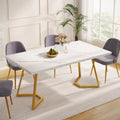 Modern White Faux Marble Dining Table with Gold Legs - DSARD