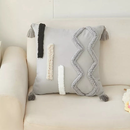 Bohemian Tufted 18x18in Throw Pillow Cover – Removable & Washable