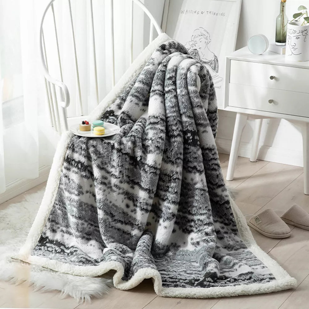 Cotton Velvet Blanket with Double-Sided Lambskin – Soft, Warm & Multifunctional