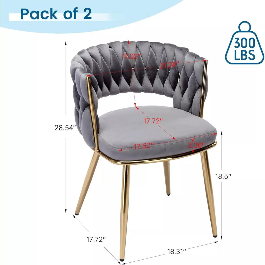 Set of 6 Velvet Dining Chairs with Gold Metal Legs - DSARD