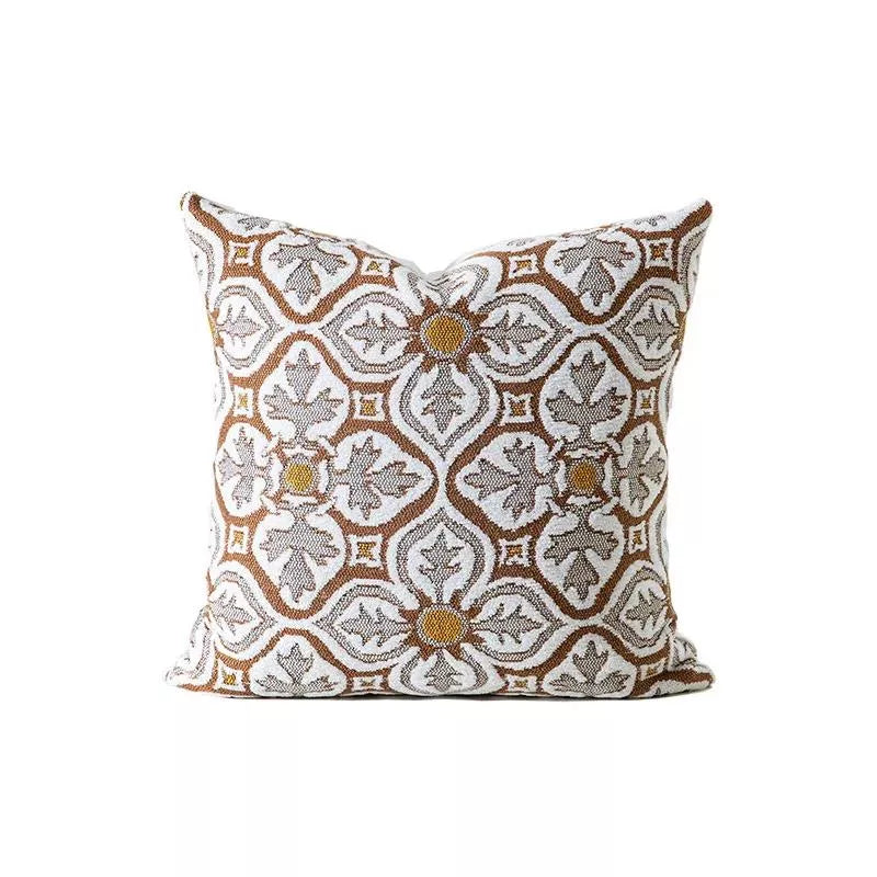 Luxury Vintage Floral Jacquard Pillow Cover 18×18 in – Elegant Textured Cushion