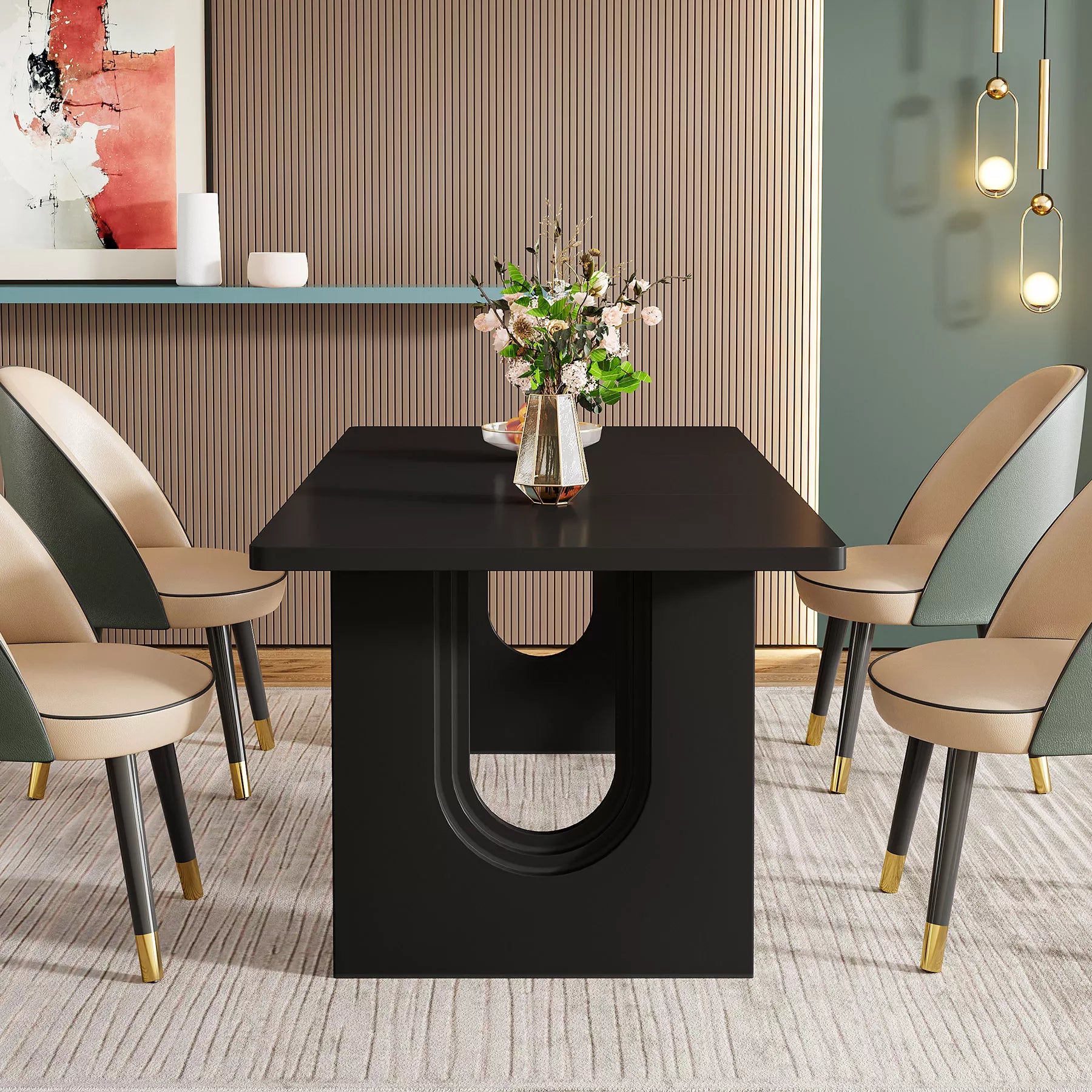 Modern Rectangular Dining Table for 6-8, 71″ Large Wood Kitchen Table - DSARD