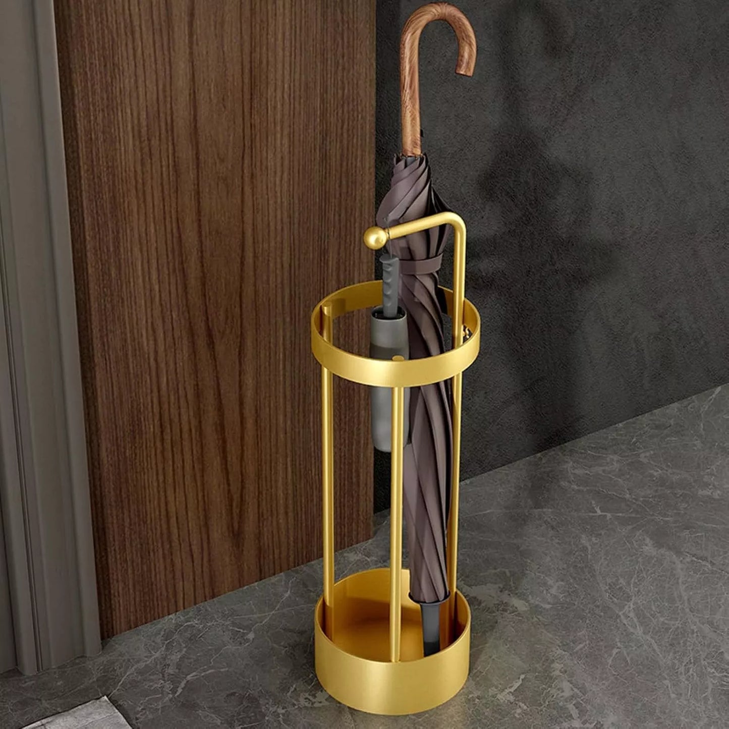 Modern Gold Iron Umbrella Stand – Stylish & Practical Home Entry Organizer