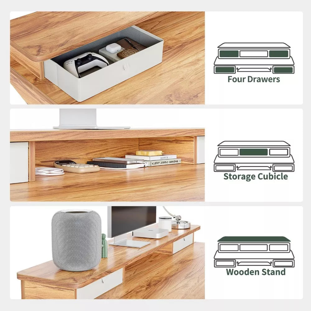Height Adjustable Electric Standing Desk with Drawers and Keyboard Tray - DSARD