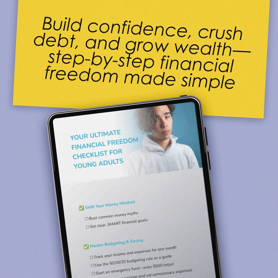 Your Ultimate Financial Freedom Checklist for Young Adults | Printable Financial Education for Young Adults | Digital Budget & Money Guide