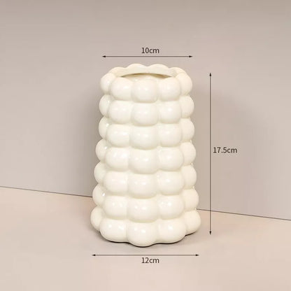 Nordic Ceramic Milk White & Silver Tabletop Vase – Modern Home Decor