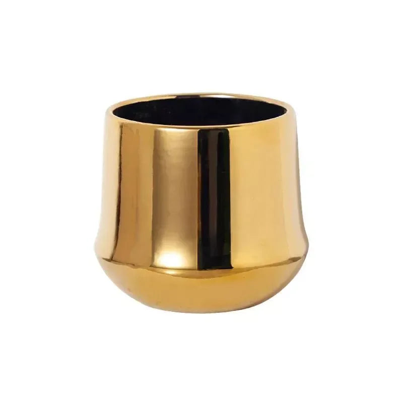 Electroplated Golden Ceramic Flower Pot - DSARD