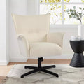 Swivel Home Office Chair with Armrests – Upholstered Linen, No Wheels - DSARD