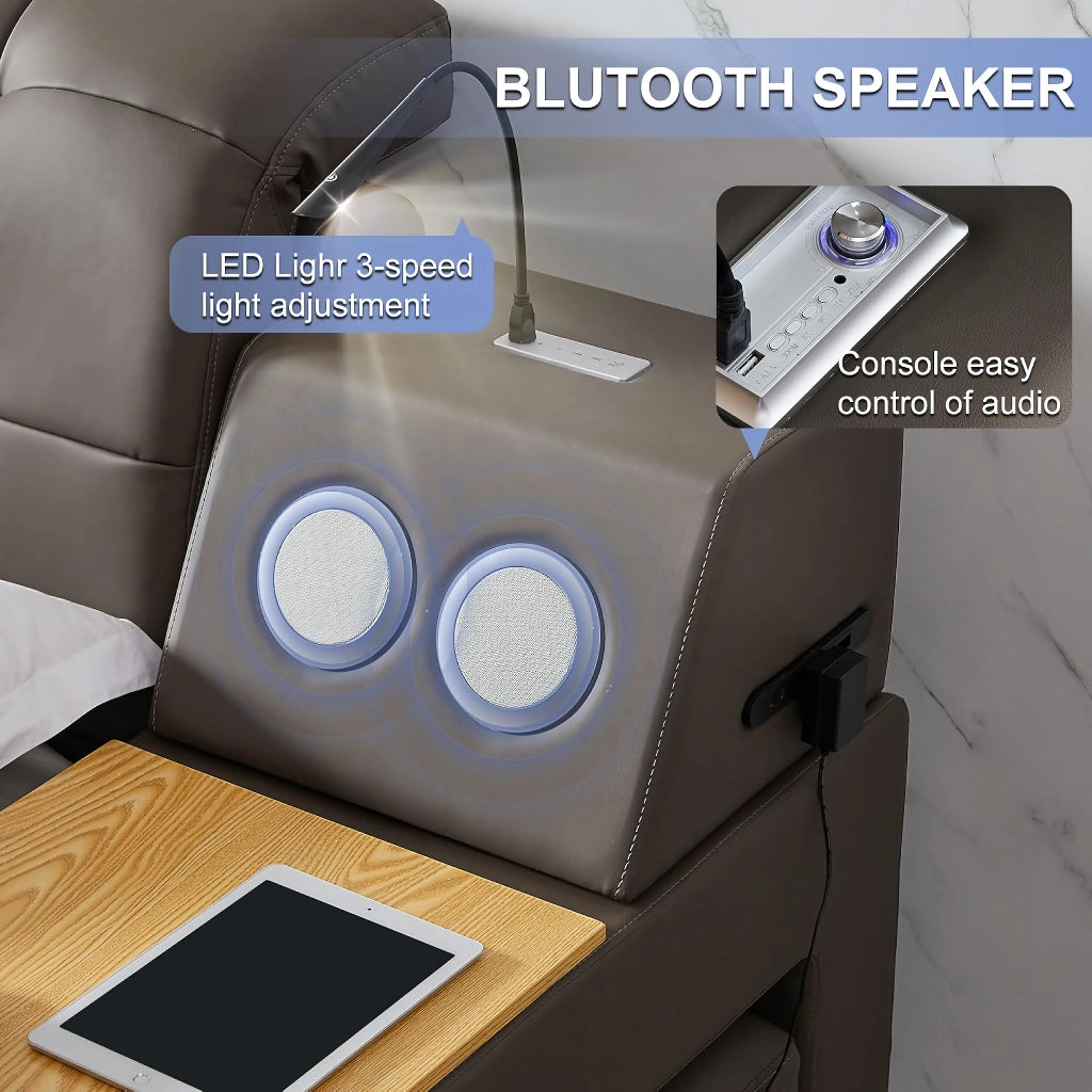 Luxury Smart King Bed with Massage Recliner, Bluetooth Speakers, Storage & USB Ports - DSARD