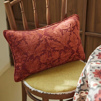 Luxury Burgundy Floral Jacquard Decorative Pillow Cover