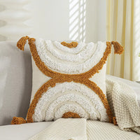 Bohemian Geometric Embroidered Tassel Pillow Cover 18×18 Inch