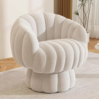 Modern 360° Swivel Barrel Accent Chair with Fluffy Velvet Upholstery - DSARD