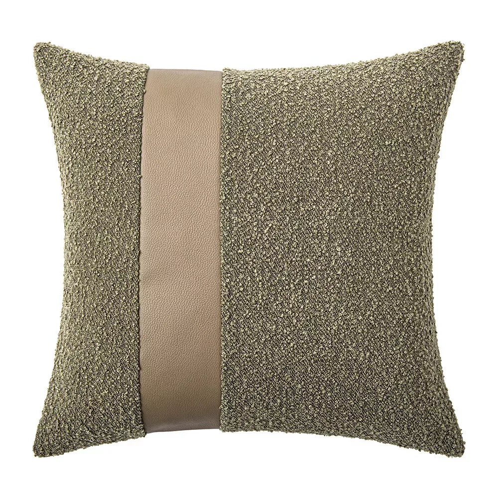 Faux Leather and Boucle Decorative Pillow Cover – Modern Textured Accent - DSARD