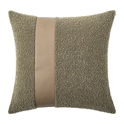 Faux Leather and Boucle Decorative Pillow Cover – Modern Textured Accent