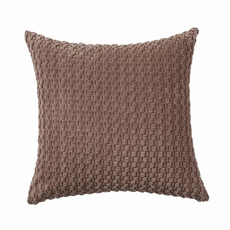 Modern Velvet Pillowcase with 3D Bubble Plush Wrap – Solid Color Cushion Cover