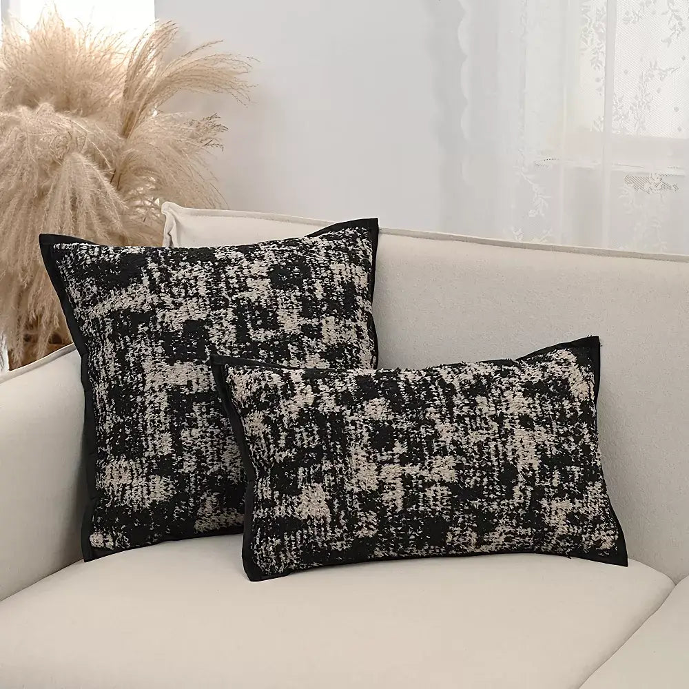 Lux Tufted Velvet Throw Pillow Cover – Black Jacquard 18×18 / 12×12 Inch