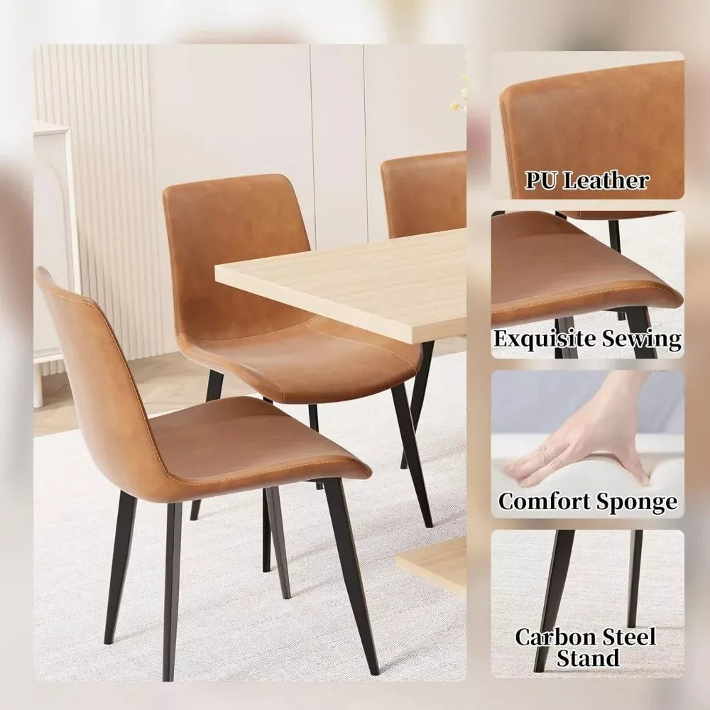 Modern 5-Piece Dining Table Set with PU Leather Chairs - DSARD