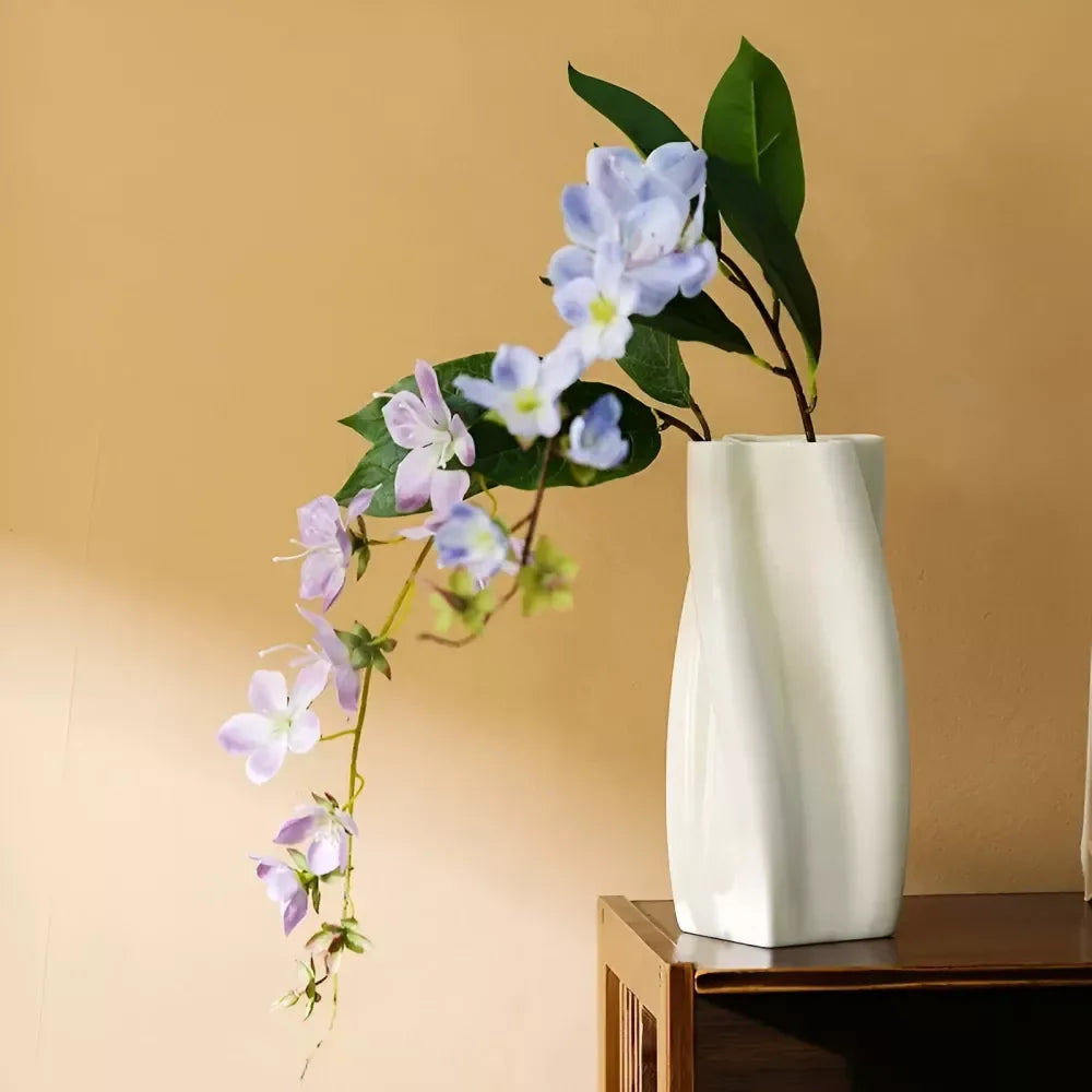 Ceramic Vase with Curved Lines – Green, Pink & Orange Tabletop Centerpiece - DSARD