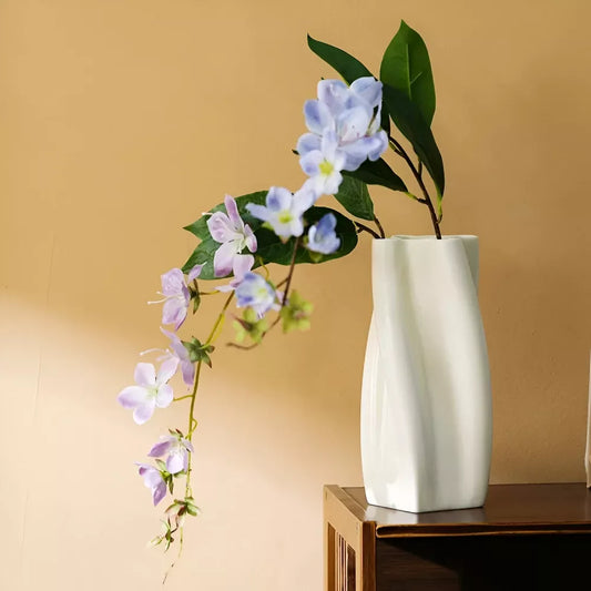 Ceramic Vase with Curved Lines – Green, Pink & Orange Tabletop Centerpiece