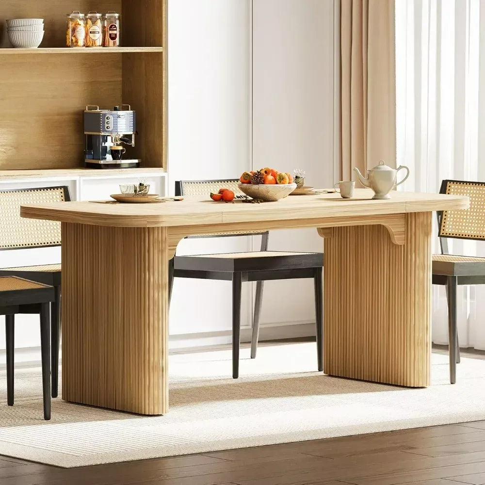 63-Inch Modern Wood Dining Table for 6 with Sturdy Double Pedestal Base - DSARD - DSARD