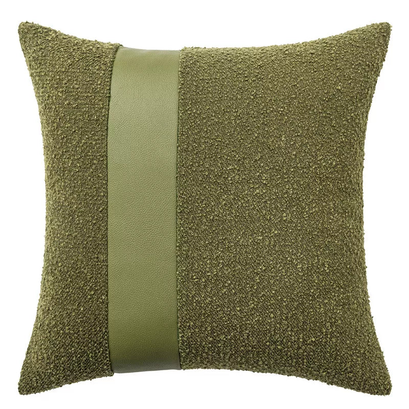 Faux Leather and Boucle Decorative Pillow Cover – Modern Textured Accent