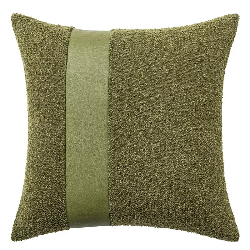 Faux Leather and Boucle Decorative Pillow Cover – Modern Textured Accent - DSARD