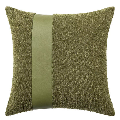 Faux Leather and Boucle Decorative Pillow Cover – Modern Textured Accent