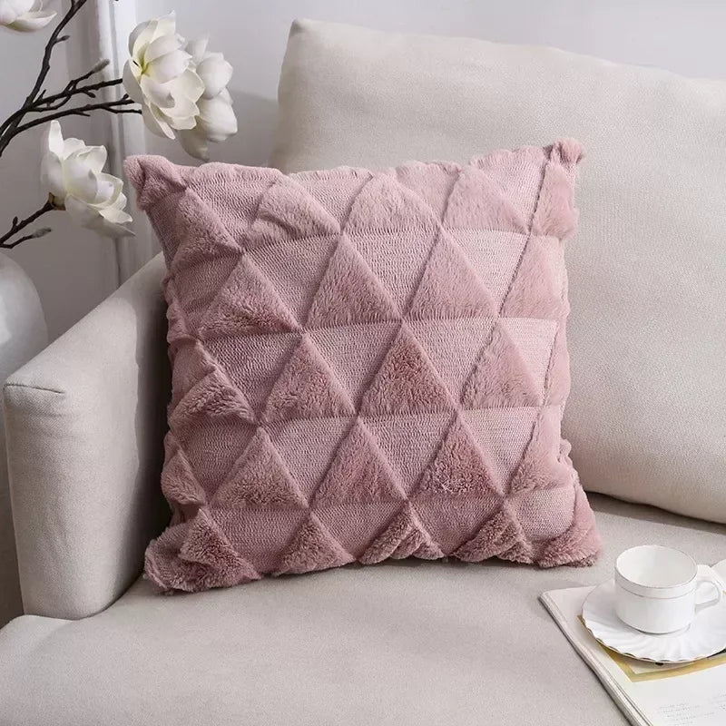 2-Piece Solid Color Plush Pillowcase Set with 3D Wave Pattern – 45x45cm