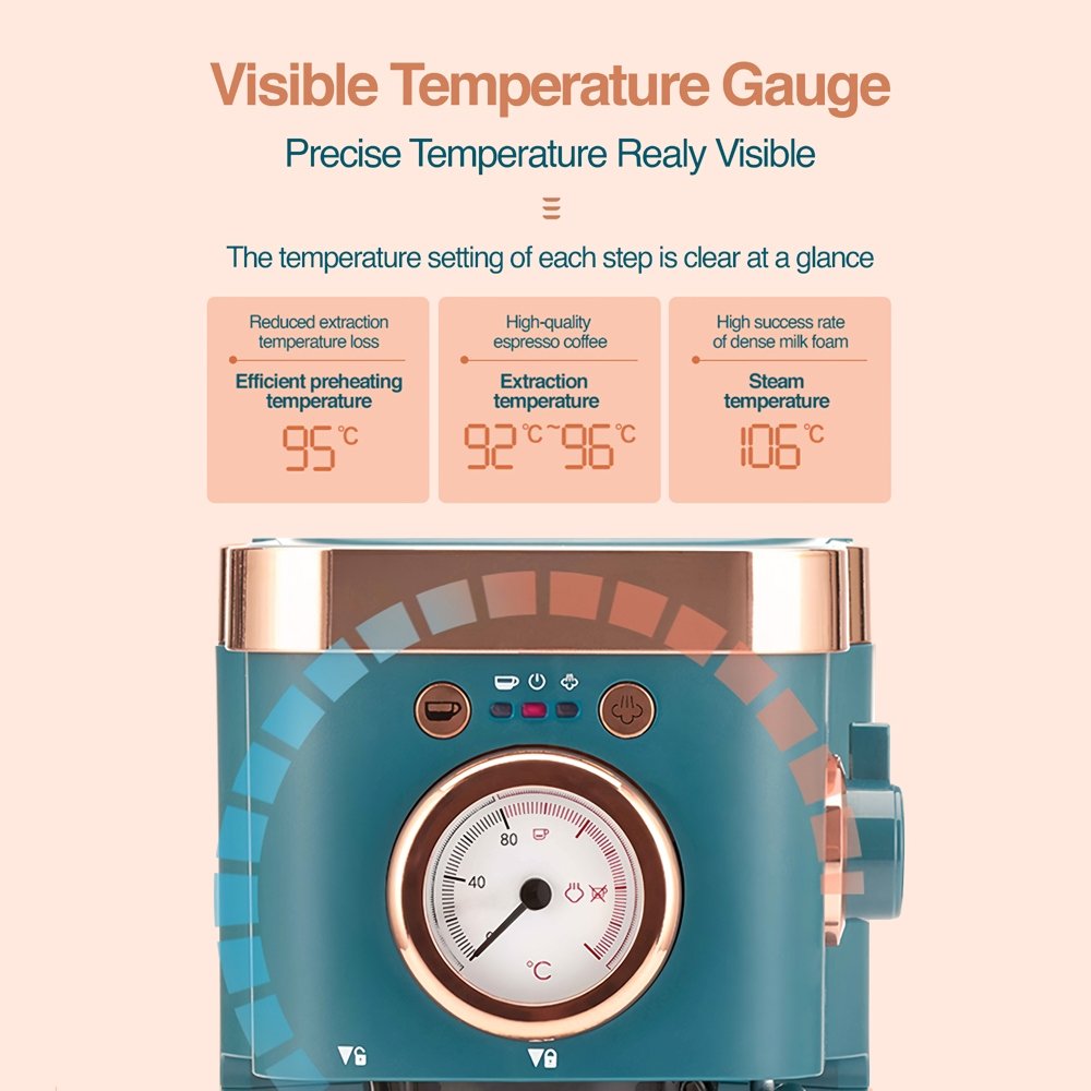 DSARD Deluxe Semi-Automatic Espresso Coffee Maker with Steam Milk Frother