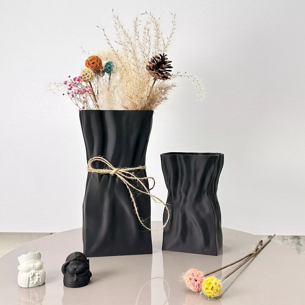 2-Piece Multi-Color Scandinavian Pleated Paper Bag Vases