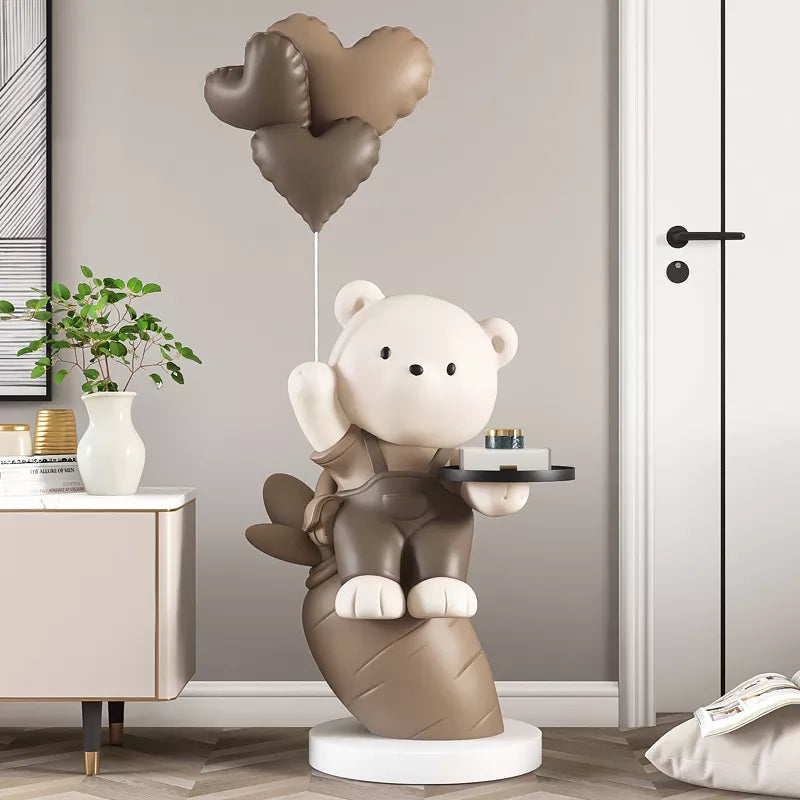 Nordic Turnip Bear Floor Sculpture with Tray