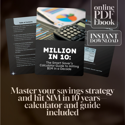 Million in 10: The Smart Saver’s Calculator Guide to Hitting $1M in a Decade | How to Save a Million Dollars in 10 Years Calculator eBook, Wealth Planner, Budget & Investment Guide