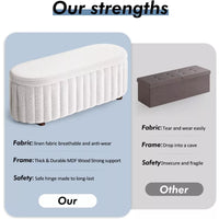 46-Inch Upholstered Storage Ottoman Bench with Safety Hinge – Large End of Bed Storage - DSARD