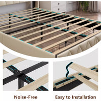 Queen Upholstered Bed Frame with Storage Drawers, LED Headboard & Charging Ports - DSARD