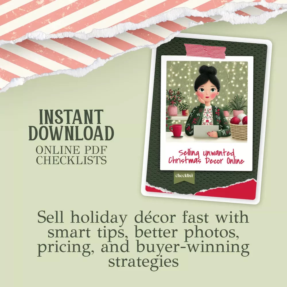 Selling Unwanted Christmas Decor Online – Printable Checklist | Holiday Declutter Guide | How to Sell Unwanted Christmas Decor Online | Digital Download - DSARD