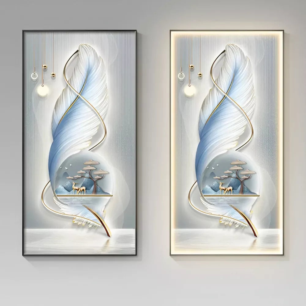 Modern LED Feather Wall Art Lamp – Creative Light & Decor in One