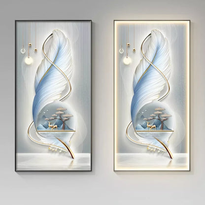 Modern LED Feather Wall Art Lamp – Creative Light & Decor in One