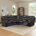 Luxurious Reclining Sectional Sofa with Storage, LED Lights, and Cup Holders - DSARD