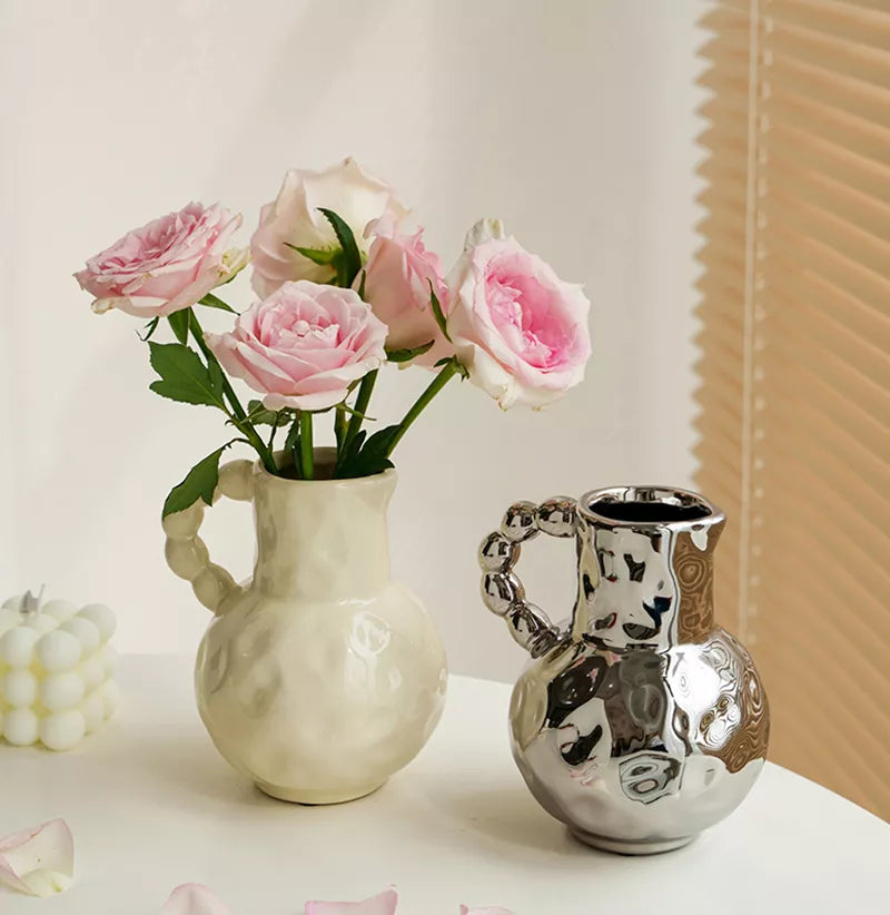Modern Ceramic Pottery Vase with Handles – Elegant Centerpiece for Home & Wedding