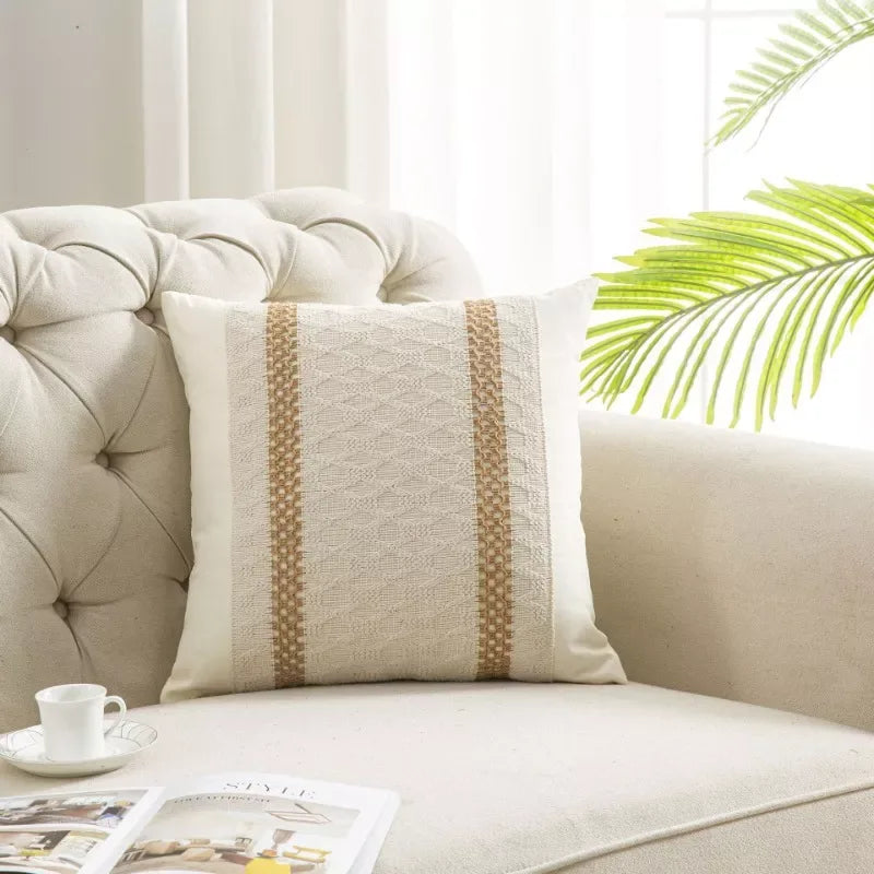 Bohemian Textured Linen Pillow Covers – Trendy Boho Chic Throw Pillowcases - DSARD