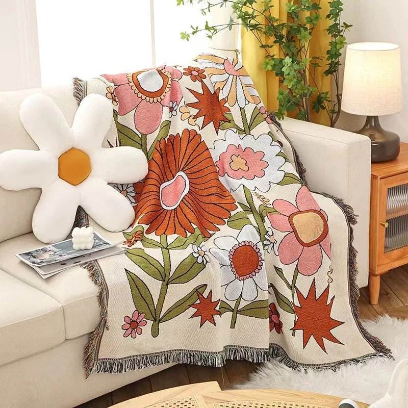 Sunflower Woven Throw Blanket – Cozy Minimalist Home Decor & Outdoor Mat