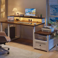Farmhouse L-Shaped Computer Desk with Drawers, Shelves & Power Outlets - DSARD - DSARD