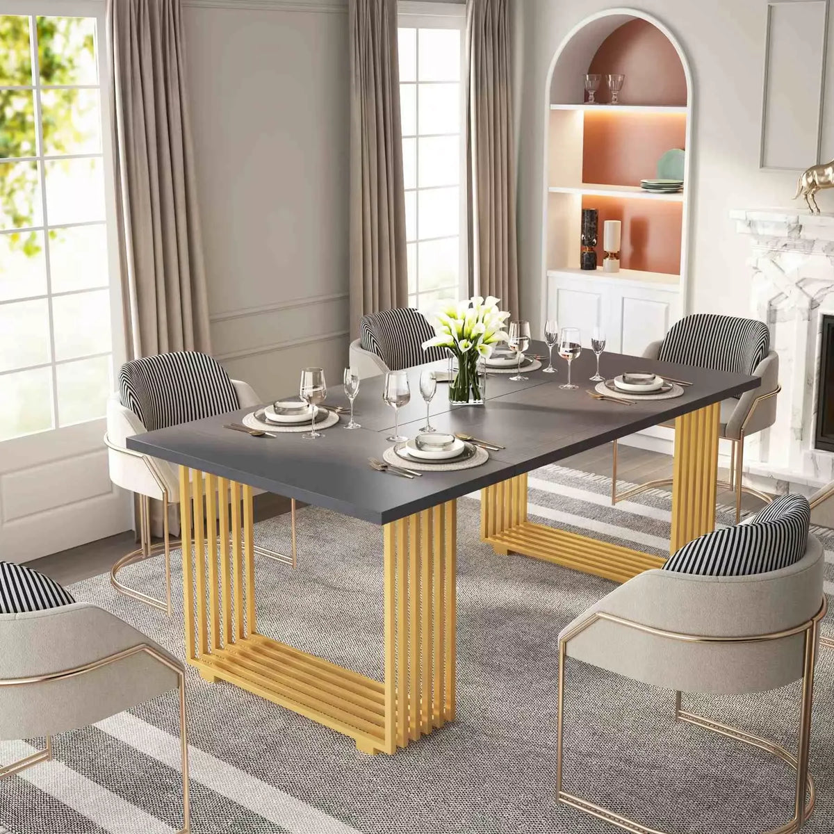 70″ Modern Executive Desk with Gold Metal Legs - DSARD - DSARD