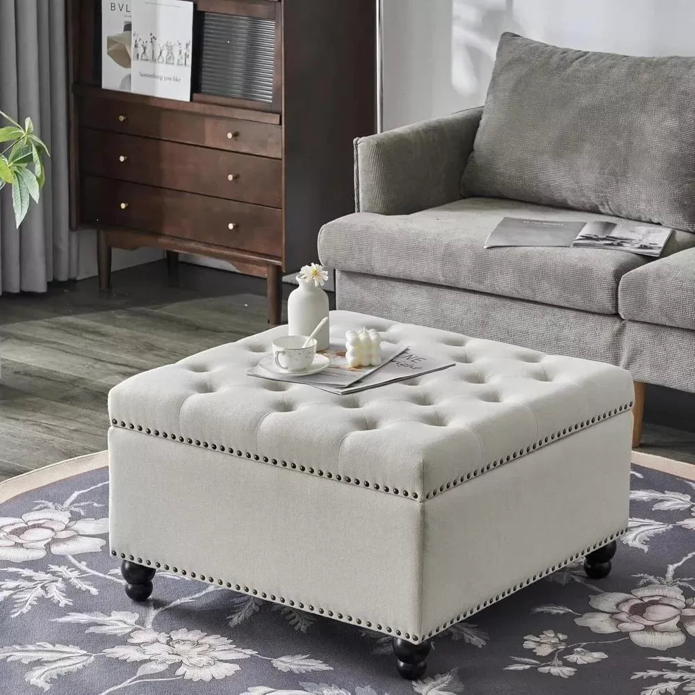 30″ x 30″ Tufted Square Storage Ottoman Bench & Coffee Table - DSARD - DSARD